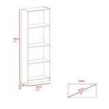 Estantería Rectangular Home Fresno Europeo y Blanco 62.8x180.6cm con Cuatro Compartimientos y con Tres Entrepaños