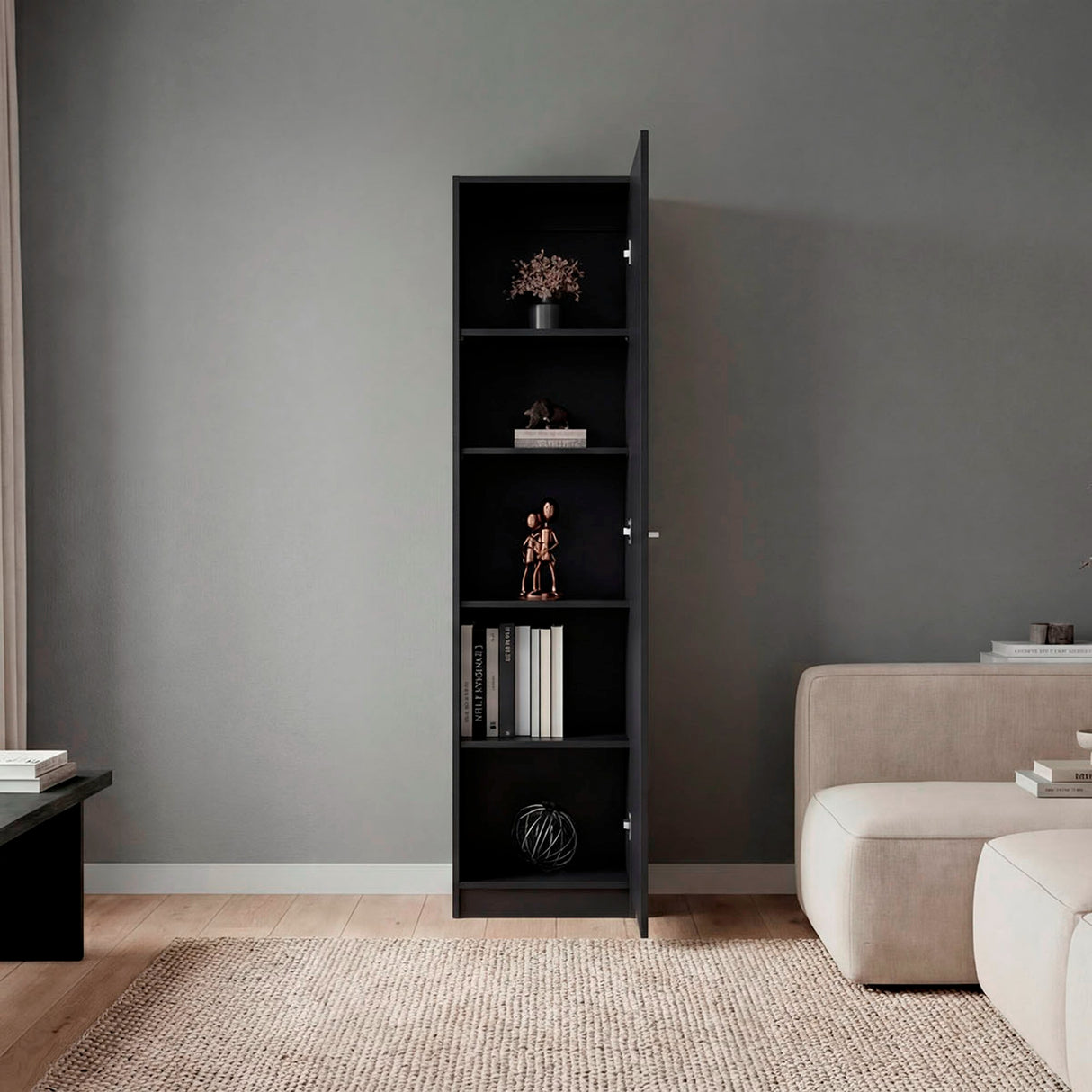 Estantería Rectangular Home Wengue 45x180.6cm con Cuatro Entrepaños