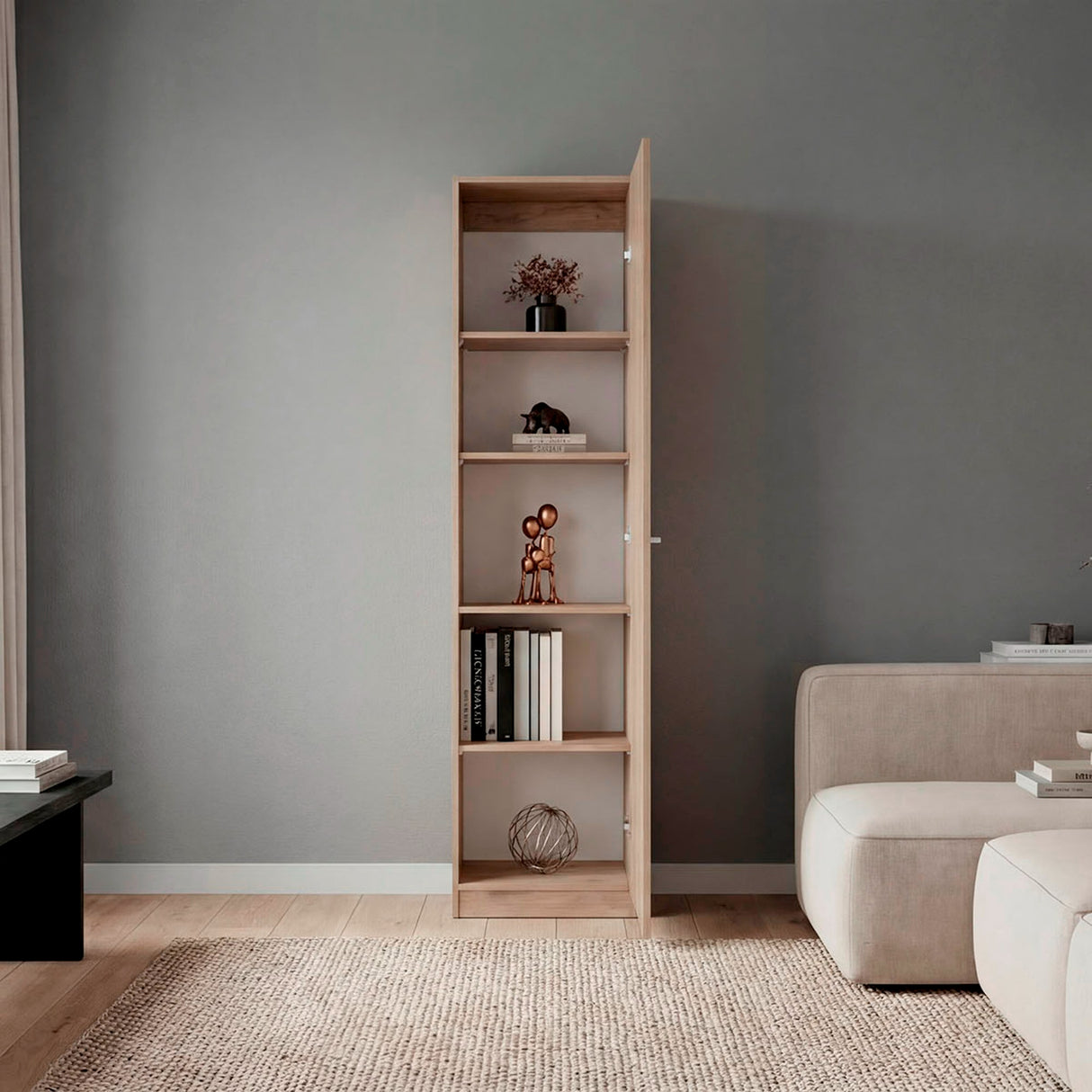 Estantería Rectangular Home Macadamia 45x180.6cm con Cuatro Entrepaños