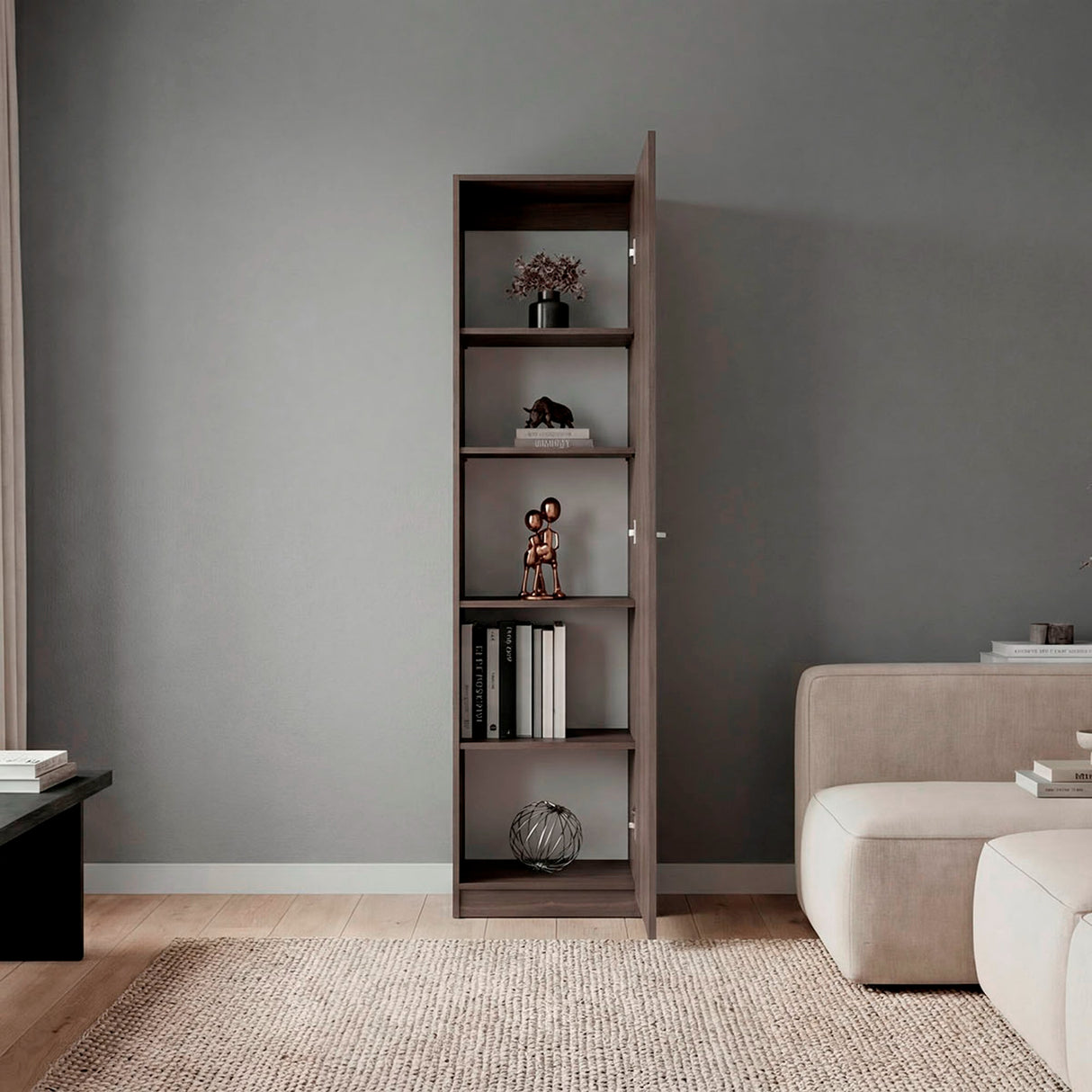 Estantería Rectangular Home Milan y Blanco 45x180.6cm con Cuatro Entrepaños