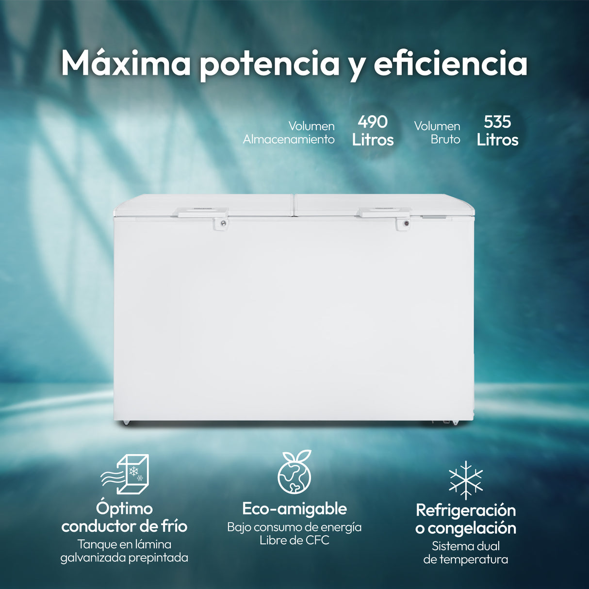 Congelador Challenger Blanco 156x89.5cm de 490 Litros Frost con Un Compartimiento