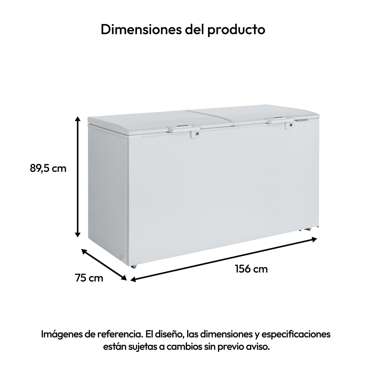 Congelador Challenger Blanco 156x89.5cm de 490 Litros Frost con Un Compartimiento