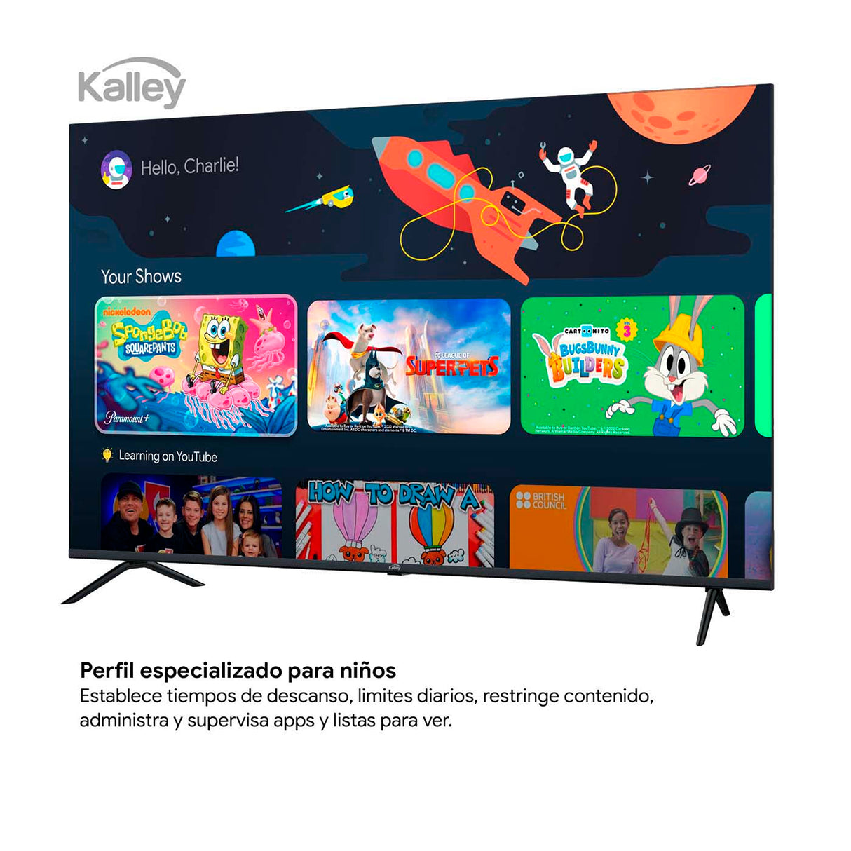 Televisor Kalley Google TV Negro 122.6x77.6cm de 55" Pulgadas Smart LED 4K 2160P con Wifi y Bluetooth Integrado