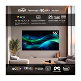 Televisor Kalley Google TV Negro 122.6x77.6cm de 55" Pulgadas Smart LED 4K 2160P con Wifi y Bluetooth Integrado