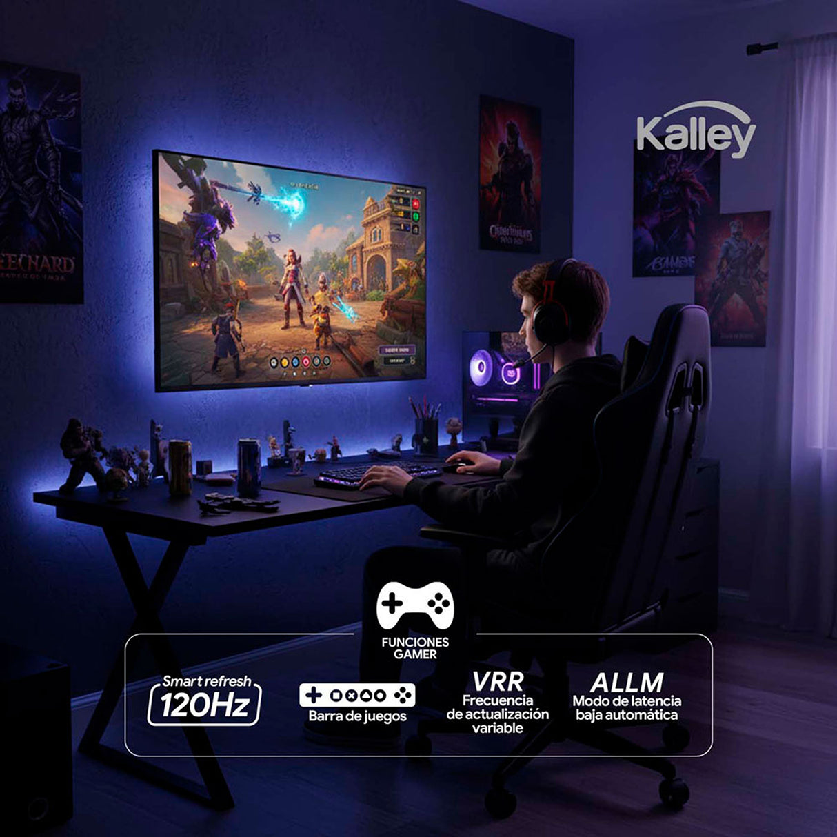 Televisor Kalley Google TV Negro 111.1x71.07cm de 50" Pulgadas Smart LED 4K 2160P con Wifi y Bluetooth Integrado