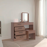 Tocador Kaia Avellana y Wengue 100x126.7cm con Cuatro Cajones y con Espejo