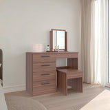 Tocador Kaia Avellana y Wengue 100x126.7cm con Cuatro Cajones y con Espejo