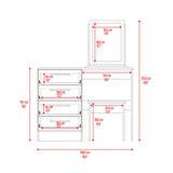 Tocador Kaia Avellana y Wengue 100x126.7cm con Cuatro Cajones y con Espejo