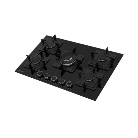 Estufa de Empotrar Challenger Aura Negro 76x50cm 110 Voltios para Gas Natural con Cinco Quemadores - ESTUFAS DE EMPORTRAR Y CUBIERTAS | Bylmo