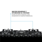 Estufa de Empotrar Challenger Aura Negro 76x50cm 110 Voltios para Gas Natural con Cinco Quemadores - ESTUFAS DE EMPORTRAR Y CUBIERTAS | Bylmo