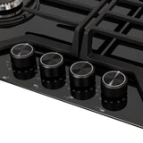 Estufa de Empotrar Challenger Cristal Squadra Negro 65x52cm para Gas Natural con Cuatro Quemadores - ESTUFAS DE EMPORTRAR Y CUBIERTAS | Bylmo