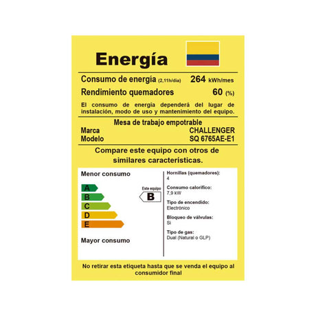 Estufa de Empotrar Challenger Cristal Squadra Negro 65x52cm para Gas Natural con Cuatro Quemadores - ESTUFAS DE EMPORTRAR Y CUBIERTAS | Bylmo