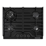 Estufa de Empotrar Challenger Cristal Squadra Negro 65x52cm para Gas Natural con Tres Quemadores y Un Quemador Triple Corona - ESTUFAS DE EMPORTRAR Y CUBIERTAS | Bylmo