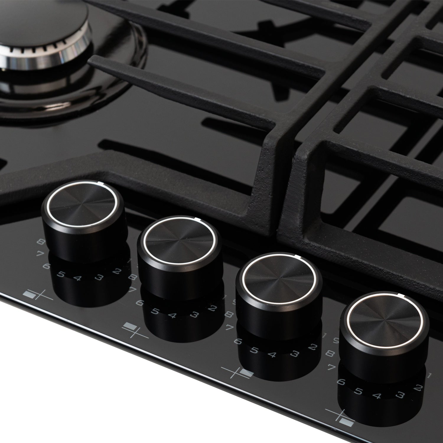 Estufa de Empotrar Challenger Cristal Squadra Negro 65x52cm para Gas Natural con Tres Quemadores y Un Quemador Triple Corona - ESTUFAS DE EMPORTRAR Y CUBIERTAS | Bylmo