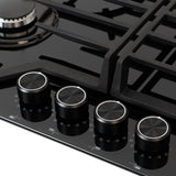 Estufa de Empotrar Challenger Cristal Squadra Negro 65x52cm para Gas Natural con Tres Quemadores y Un Quemador Triple Corona - ESTUFAS DE EMPORTRAR Y CUBIERTAS | Bylmo