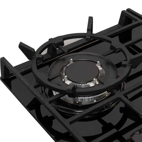 Estufa de Empotrar Challenger Cristal Squadra Negro 65x52cm para Gas Natural con Tres Quemadores y Un Quemador Triple Corona - ESTUFAS DE EMPORTRAR Y CUBIERTAS | Bylmo