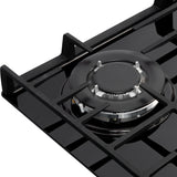 Estufa de Empotrar Challenger Cristal Squadra Negro 65x52cm para Gas Natural con Tres Quemadores y Un Quemador Triple Corona - ESTUFAS DE EMPORTRAR Y CUBIERTAS | Bylmo