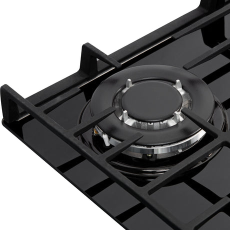 Estufa de Empotrar Challenger Cristal Squadra Negro 65x52cm para Gas Natural con Tres Quemadores y Un Quemador Triple Corona - ESTUFAS DE EMPORTRAR Y CUBIERTAS | Bylmo