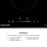 Estufa de Empotrar Challenger Vitrocerámica Negro 30x50cm 220 Voltios con Dos Quemadores y con Pantalla Digital - ESTUFAS DE EMPORTRAR Y CUBIERTAS | Bylmo