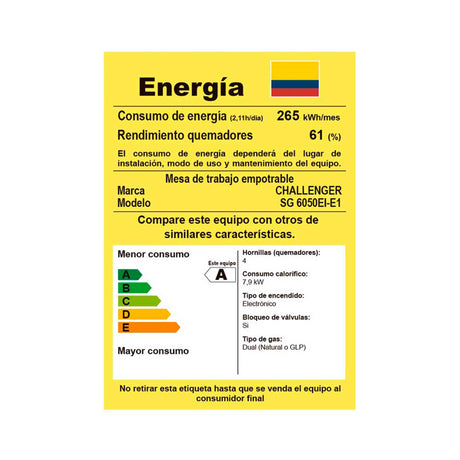 Estufa de Empotrar Challenger Gamma Plateado y Gris 58.5x51cm para Gas Natural con Cuatro Quemadores - ESTUFAS DE EMPORTRAR Y CUBIERTAS | Bylmo