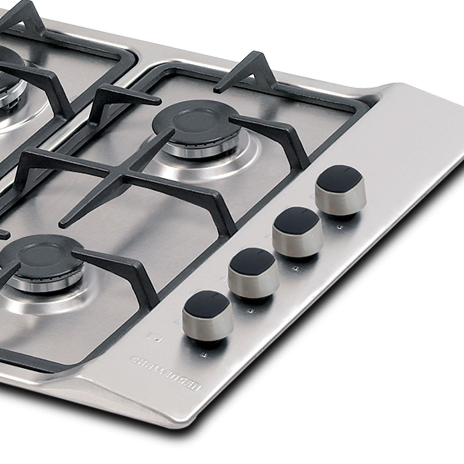 Estufa de Empotrar Challenger Gamma Plateado y Gris 58.5x51cm para Gas Natural con Tres Quemadores y Un Quemador Triple Corona - ESTUFAS DE EMPORTRAR Y CUBIERTAS | Bylmo