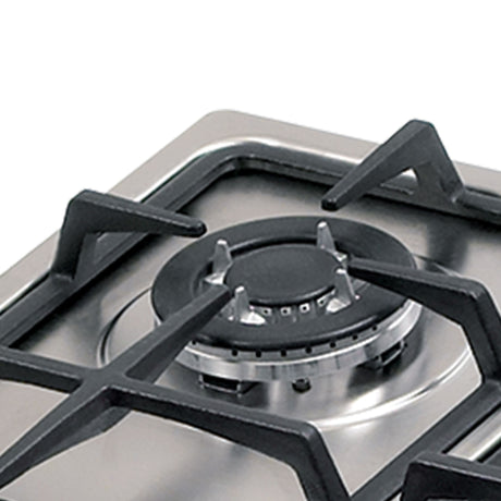 Estufa de Empotrar Challenger Gamma Plateado y Gris 58.5x51cm para Gas Natural con Tres Quemadores y Un Quemador Triple Corona - ESTUFAS DE EMPORTRAR Y CUBIERTAS | Bylmo