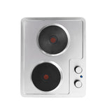 Estufa de Empotrar Challenger Precisa Plateado y Negro 43.5x39.5cm 220 Voltios Eléctrico con Dos Quemadores - ESTUFAS DE EMPORTRAR Y CUBIERTAS | Bylmo