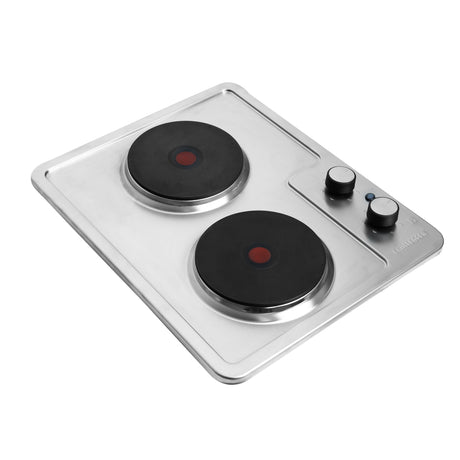 Estufa de Empotrar Challenger Precisa Plateado y Negro 43.5x39.5cm 220 Voltios Eléctrico con Dos Quemadores - ESTUFAS DE EMPORTRAR Y CUBIERTAS | Bylmo
