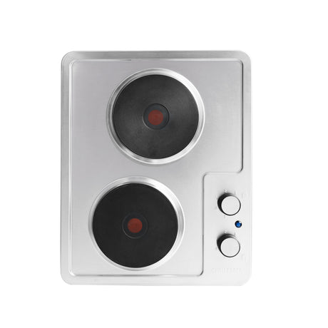 Estufa de Empotrar Challenger Precisa Plateado y Negro 43.5x39.5cm 110 Voltios Eléctrico con Dos Quemadores - ESTUFAS DE EMPORTRAR Y CUBIERTAS | Bylmo