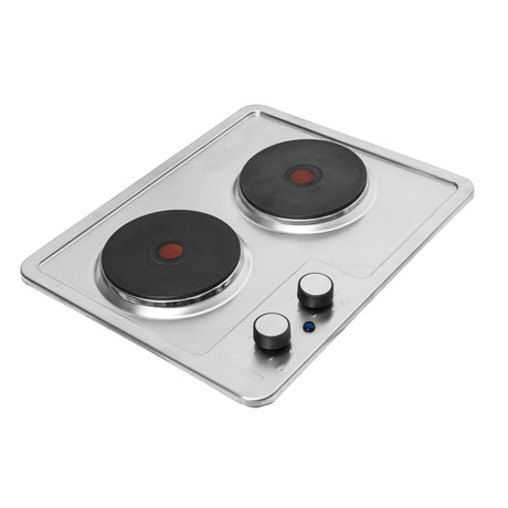 Estufa de Empotrar Challenger Precisa Plateado y Negro 43.5x39.5cm 110 Voltios Eléctrico con Dos Quemadores - ESTUFAS DE EMPORTRAR Y CUBIERTAS | Bylmo
