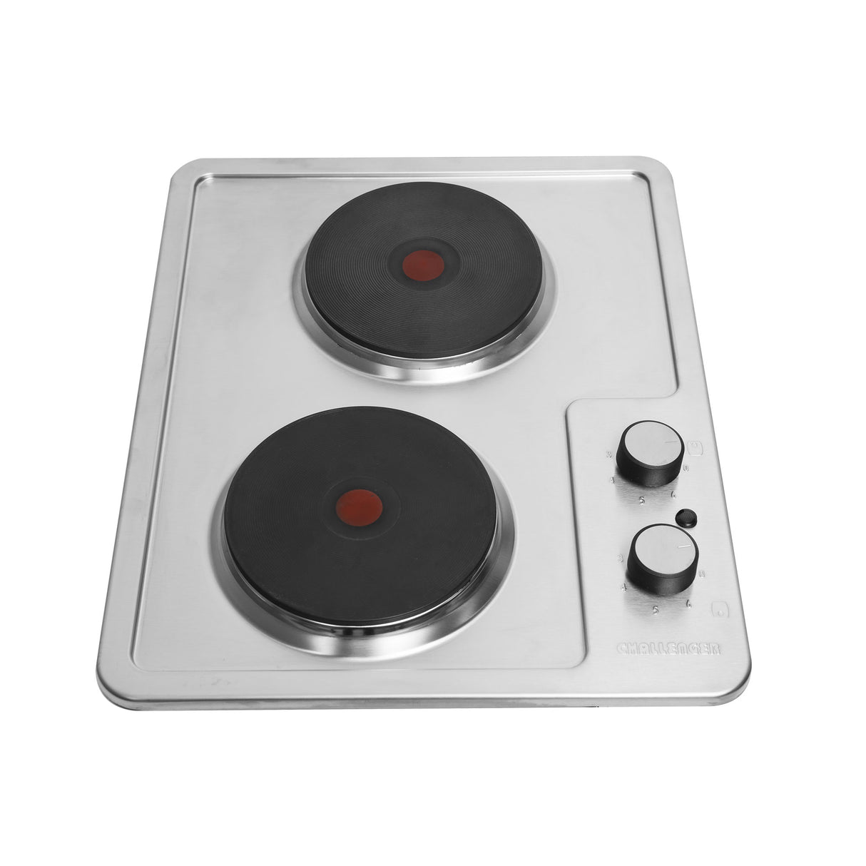 Estufa de Empotrar Challenger Precisa Plateado y Negro 43.5x39.5cm 110 Voltios Eléctrico con Dos Quemadores - ESTUFAS DE EMPORTRAR Y CUBIERTAS | Bylmo