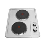 Estufa de Empotrar Challenger Precisa Plateado y Negro 43.5x39.5cm 110 Voltios Eléctrico con Dos Quemadores - ESTUFAS DE EMPORTRAR Y CUBIERTAS | Bylmo