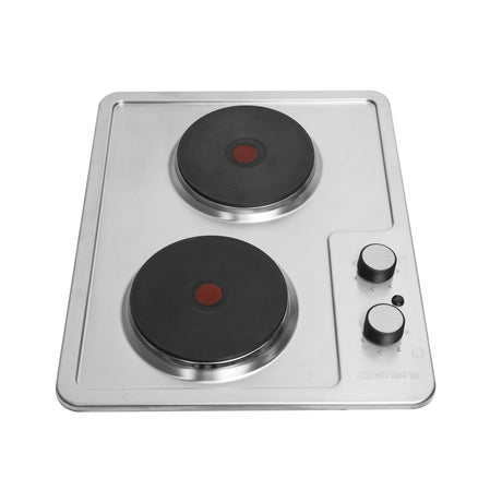 Estufa de Empotrar Challenger Precisa Plateado y Negro 43.5x39.5cm 110 Voltios Eléctrico con Dos Quemadores - ESTUFAS DE EMPORTRAR Y CUBIERTAS | Bylmo