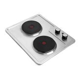 Estufa de Empotrar Challenger Precisa Plateado y Negro 43.5x39.5cm 110 Voltios Eléctrico con Dos Quemadores - ESTUFAS DE EMPORTRAR Y CUBIERTAS | Bylmo