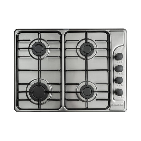 Estufa de Empotrar Challenger Precisa Plateado y Gris 58.5x43.5cm para Gas Natural con Cuatro Quemadores - ESTUFAS DE EMPORTRAR Y CUBIERTAS | Bylmo