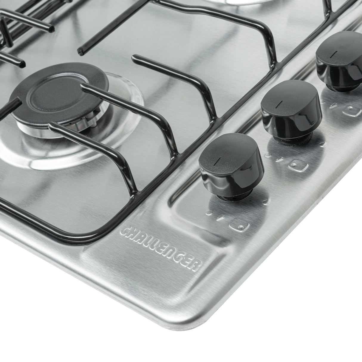 Estufa de Empotrar Challenger Precisa Plateado y Gris 58.5x43.5cm para Gas Natural con Cuatro Quemadores - ESTUFAS DE EMPORTRAR Y CUBIERTAS | Bylmo