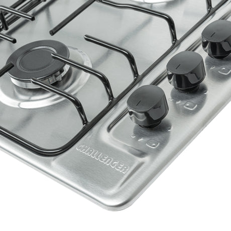 Estufa de Empotrar Challenger Precisa Plateado y Gris 58.5x43.5cm para Gas Natural con Cuatro Quemadores - ESTUFAS DE EMPORTRAR Y CUBIERTAS | Bylmo