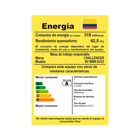 Estufa de Empotrar Challenger Verona Plateado y Negro 86x51cm 110 Voltios para Gas Natural con Cinco Quemadores - ESTUFAS DE EMPORTRAR Y CUBIERTAS | Bylmo