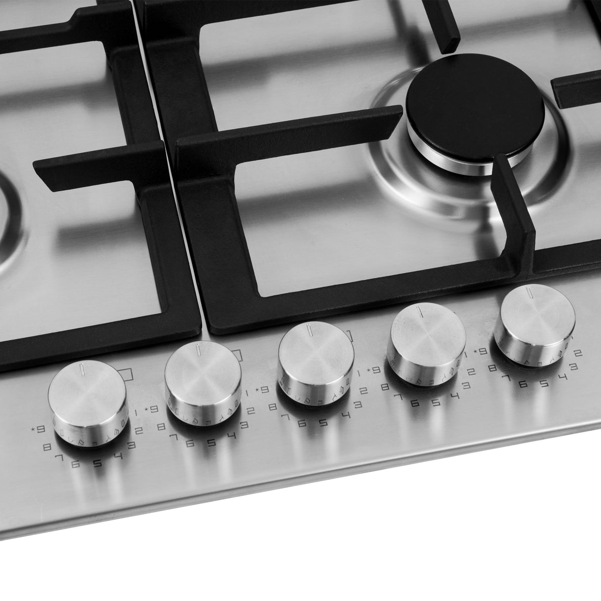 Estufa de Empotrar Challenger Verona Plateado y Negro 86x51cm 110 Voltios para Gas Natural con Cinco Quemadores - ESTUFAS DE EMPORTRAR Y CUBIERTAS | Bylmo
