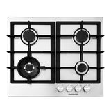 Estufa de Empotrar Challenger Verona Plateado y Negro 60x51cm 110 Voltios para Gas Natural con Cuatro Quemadores - ESTUFAS DE EMPORTRAR Y CUBIERTAS | Bylmo