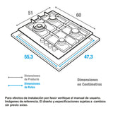 Estufa de Empotrar Challenger Verona Plateado y Negro 60x51cm 110 Voltios para Gas Natural con Cuatro Quemadores - ESTUFAS DE EMPORTRAR Y CUBIERTAS | Bylmo