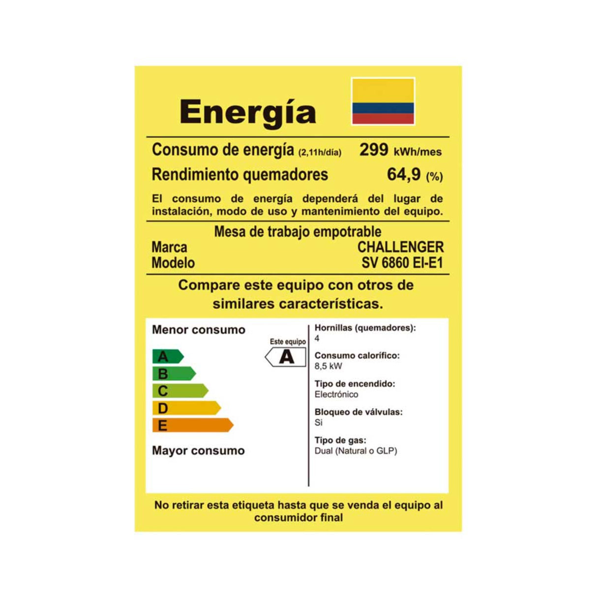 Estufa de Empotrar Challenger Verona Plateado y Negro 60x51cm 110 Voltios para Gas Natural con Cuatro Quemadores - ESTUFAS DE EMPORTRAR Y CUBIERTAS | Bylmo