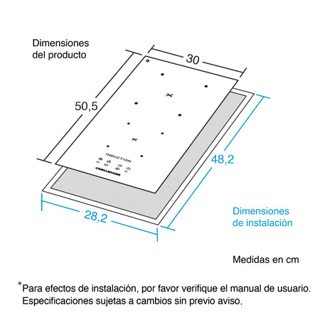 Estufa de Empotrar Challenger Inducción Negro 30x52cm 220 Voltios con Dos Quemadores y con Pantalla Digital - ESTUFAS DE EMPORTRAR Y CUBIERTAS | Bylmo