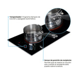 Estufa de Empotrar Challenger Inducción Negro 30x52cm 220 Voltios con Dos Quemadores y con Pantalla Digital - ESTUFAS DE EMPORTRAR Y CUBIERTAS | Bylmo