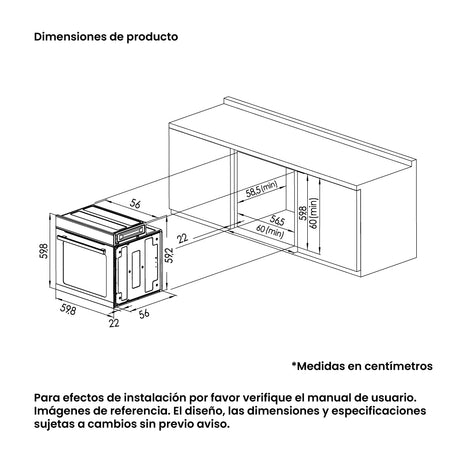 Horno de Empotrar Challenger Aura Negro 59.5x59.5cm Electrico 220 Voltios con Pantalla Digital - HORNOS DE EMPORTRAR | Bylmo