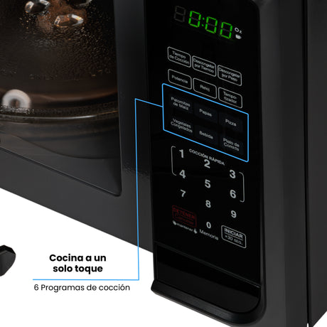 Horno Microondas Challenger Negro 44x29.5cm de 20 Litros con Seis Funciones Preconfiguradas - HORNOS MICROONDAS | Bylmo