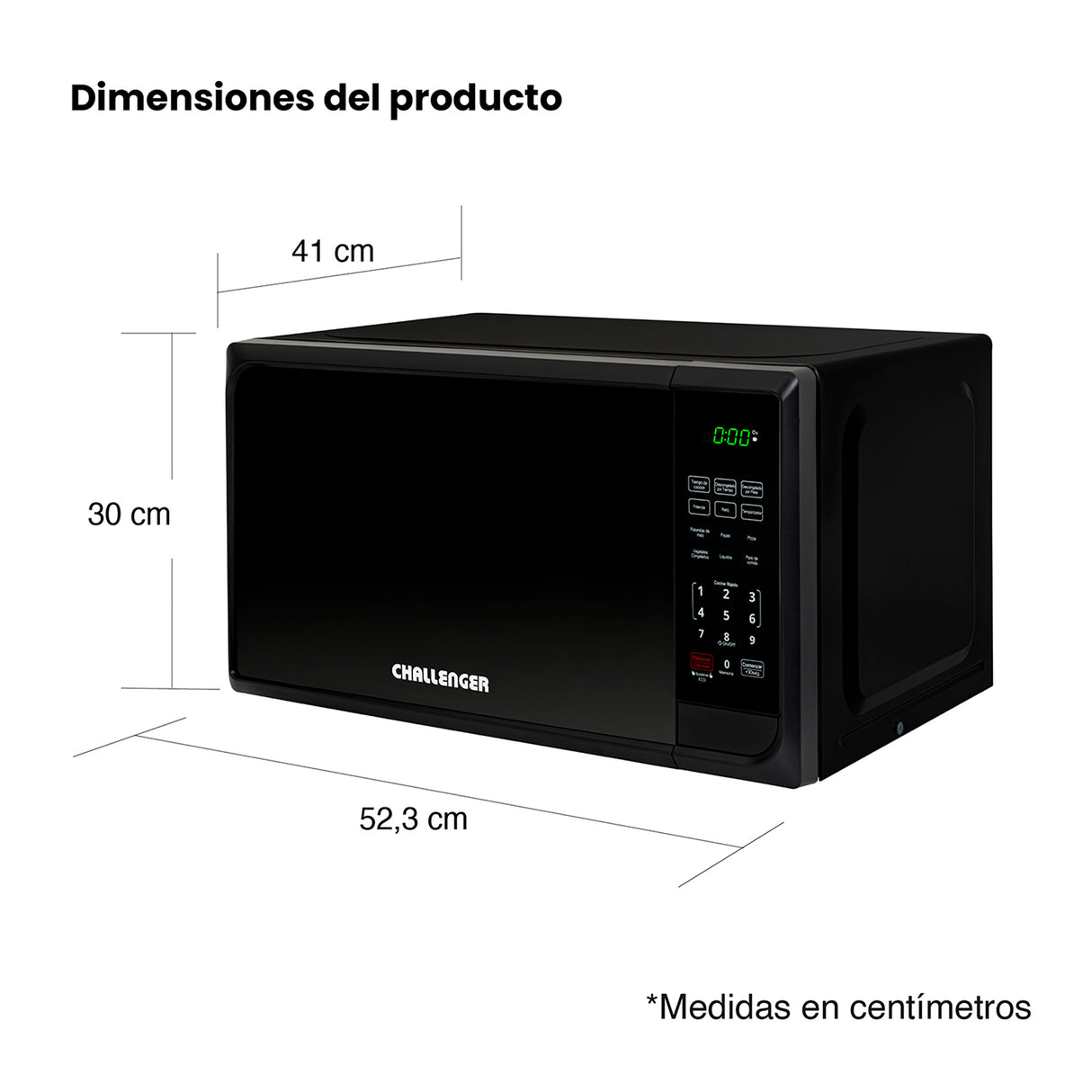Horno Microondas Challenger Negro 52x30cm de 32 Litros con Seis Funciones Preconfiguradas - HORNOS MICROONDAS | Bylmo