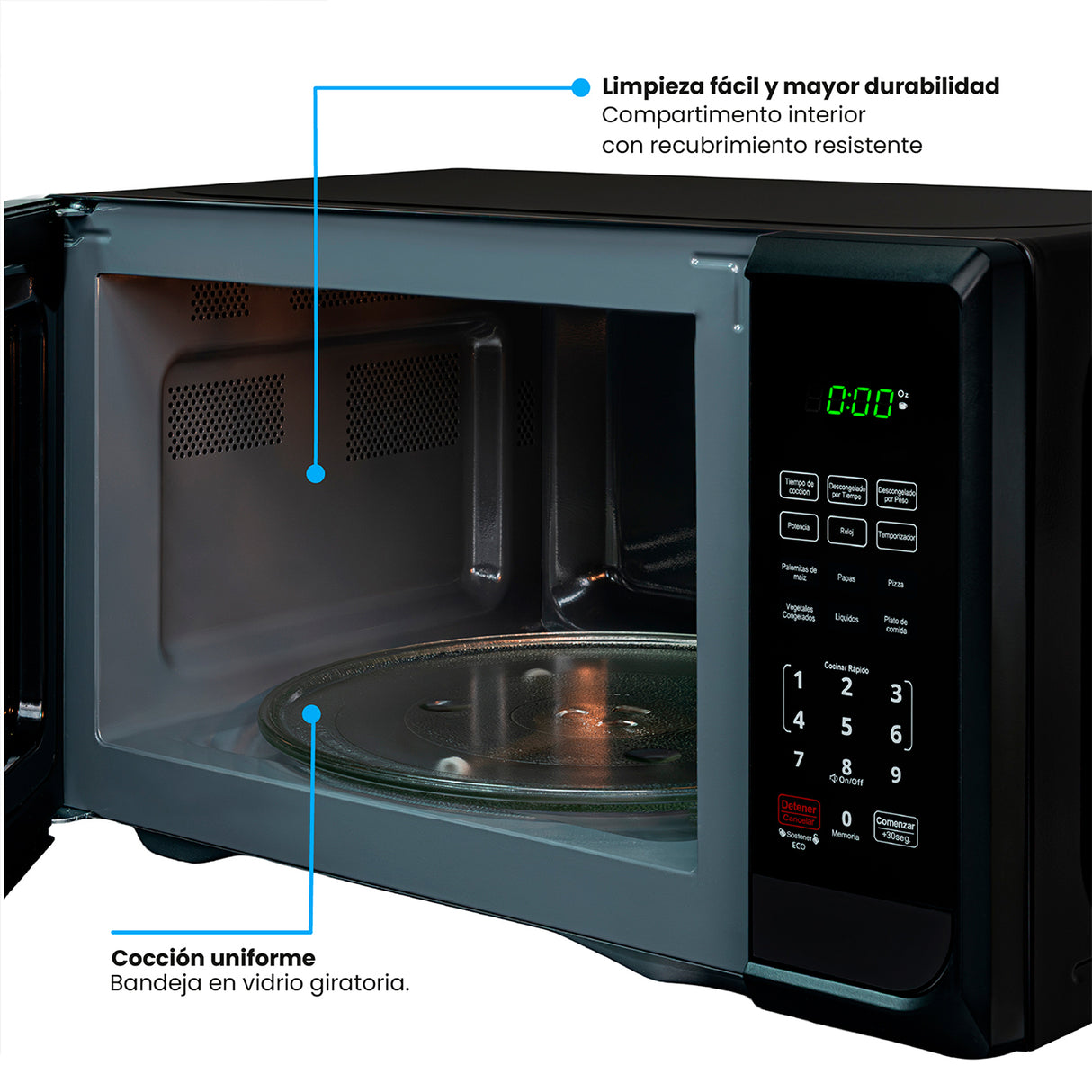 Horno Microondas Challenger Negro 52x30cm de 32 Litros con Seis Funciones Preconfiguradas - HORNOS MICROONDAS | Bylmo