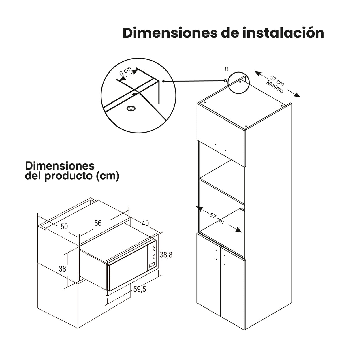 Horno Microondas de Empotrar Challenger Gris y Negro 59.5x38.8cm de 25 Litros con Ocho Funciones Preconfiguradas - HORNOS MICROONDAS | Bylmo