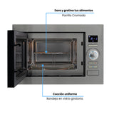 Horno Microondas de Empotrar Challenger Gris y Negro 59.5x38.8cm de 25 Litros con Ocho Funciones Preconfiguradas - HORNOS MICROONDAS | Bylmo